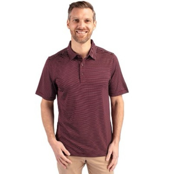 14th & Union Men’s Striped Short Sleeve Polo Shirt Red Medium - Picture 1 of 8